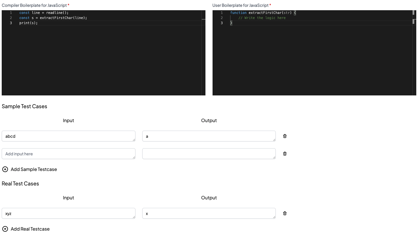 JavaScript Boilerplate for Extracting First character